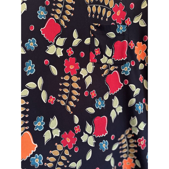 LulaRoe Floral Stretch MIDI Dress Womens MEDIUM Multicolor Flowers Short Sleeves - Picture 3 of 16